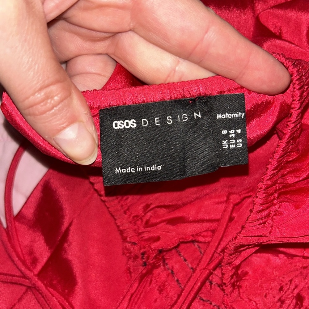 ASOS BEAUTIFUL RUBY RED BACKLESS FLOOR LENGTH DRESS π - Picture 6 of 11